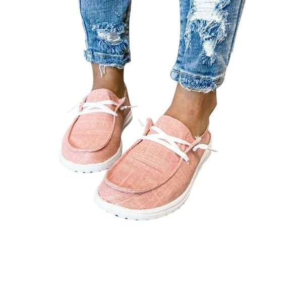 Lacyhop Womens Canvas Print Pumps Slip On Flats Loafers Sneakers Casual Boat Shoes Sizes