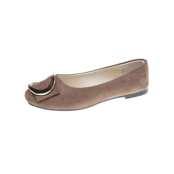 Lacyhop Womens Flat Shoes Comfort Casual Shoe Slip On Flats Formal Lightweight Pumps Breathable Square Toe Coffee 6.5