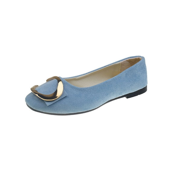 Lacyhop Womens Flat Shoes Comfort Casual Shoe Slip On Flats Formal Lightweight Pumps Breathable Square Toe Light Blue 6.5