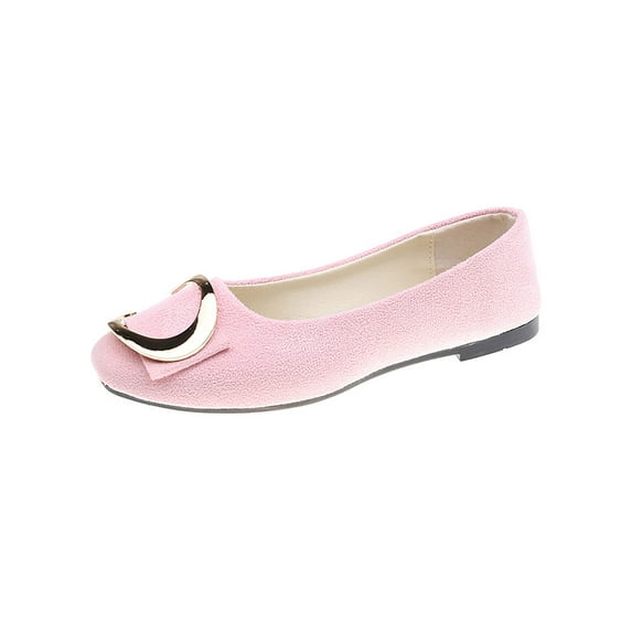 Lacyhop Womens Flat Shoes Comfort Casual Shoe Slip On Flats Formal Lightweight Pumps Breathable Square Toe Light Pink 7.5