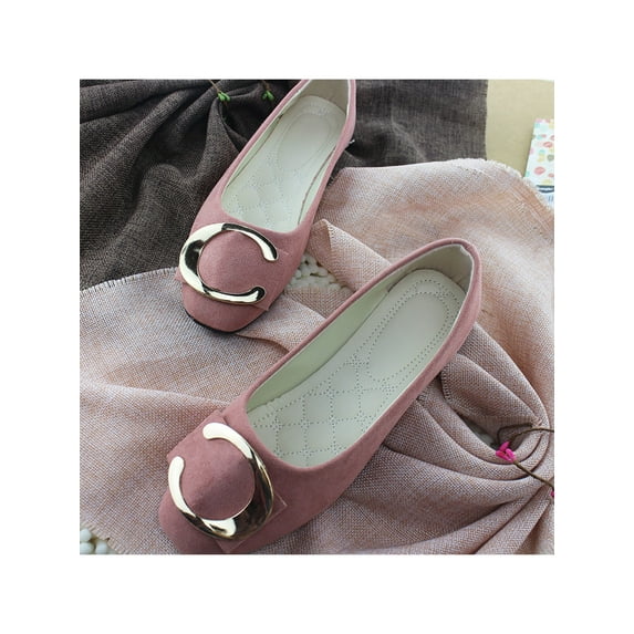 Lacyhop Womens Flat Shoes Comfort Casual Shoe Slip On Flats Formal Lightweight Pumps Breathable Square Toe Pink 8