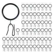Ladaidra Brown fhgksm 60Pieces Metal Curtain Rings and Pin Hooks Long Time Use for Drapery Hanging