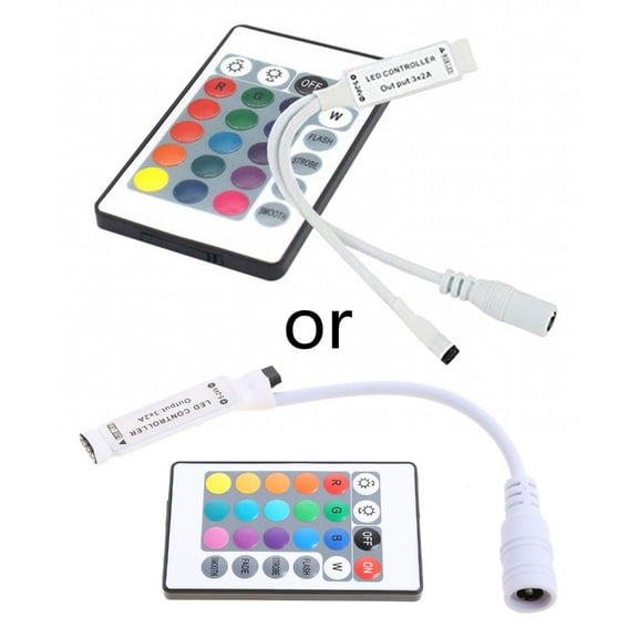 LadaidraBF Portable IR RGB LED Strip Controller Universal DC12V Remote Control with 24 Keys