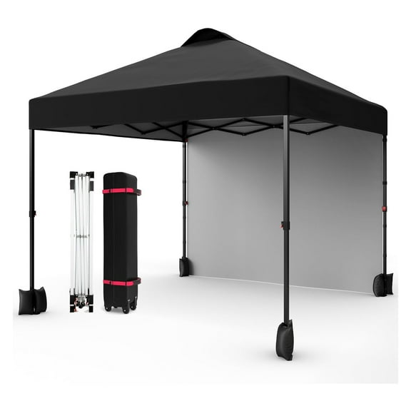 Ladcaser 10'x10' Outdoor Canopy, Pop Up Portable Instant Canopy Tent with 1 Sidewall, Outdoor Sun Shade Shelter for Party, Camping, Commercial Events