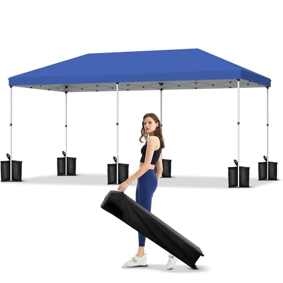 Ladcaser 10'x10' Pop up Canopy Tent with 210D Oxford Fabric, Portable Instant Commercial Canopy Including 4 Stakes 4 Ropes 4 Sandbags for Farmers' Market, Patio, Outdoor Event, Camping