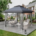 thumbnail image 1 of Ladcaser 12'x12' Gazebo Outdoor Pop up Canopy Tent with Curtains and 144 Square Shelter for Patio, Backyard Party, with Mosquito Netting, 2-Tiered Vented Top, 1 of 9