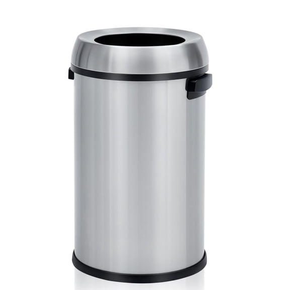Ladcaser 17 Gal Trash Can, Fingerprint-Proof Stainless Steel Open Top Garbage Can, Heavy Duty Commercial Round Trash Bin with Swing Lid for Restaurant, Home, Office