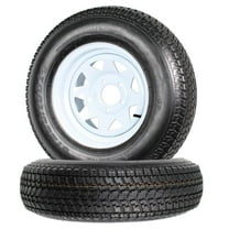 Ladcaser 2 Pack Trailer Tires on Rim ST205/75D14 205 75 14 6PR Trailer Tires with 14in White Spoke Wheel Load Range C 205/75/14 Set of 2 Trailer Tire