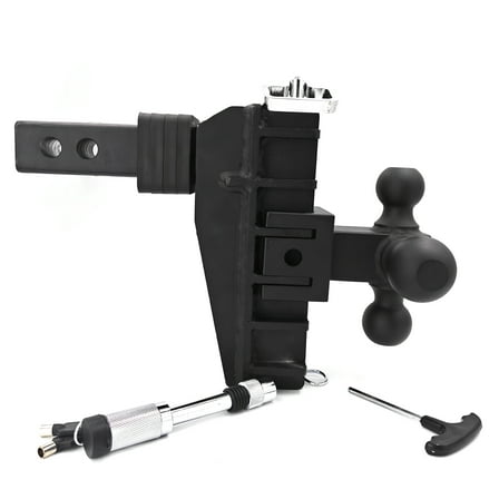 Ladcaser 2" Receiver 6" Drop Rise Adjustable Trailer Tow Hitch Tri-Ball with/ Without Hook 20000lb.