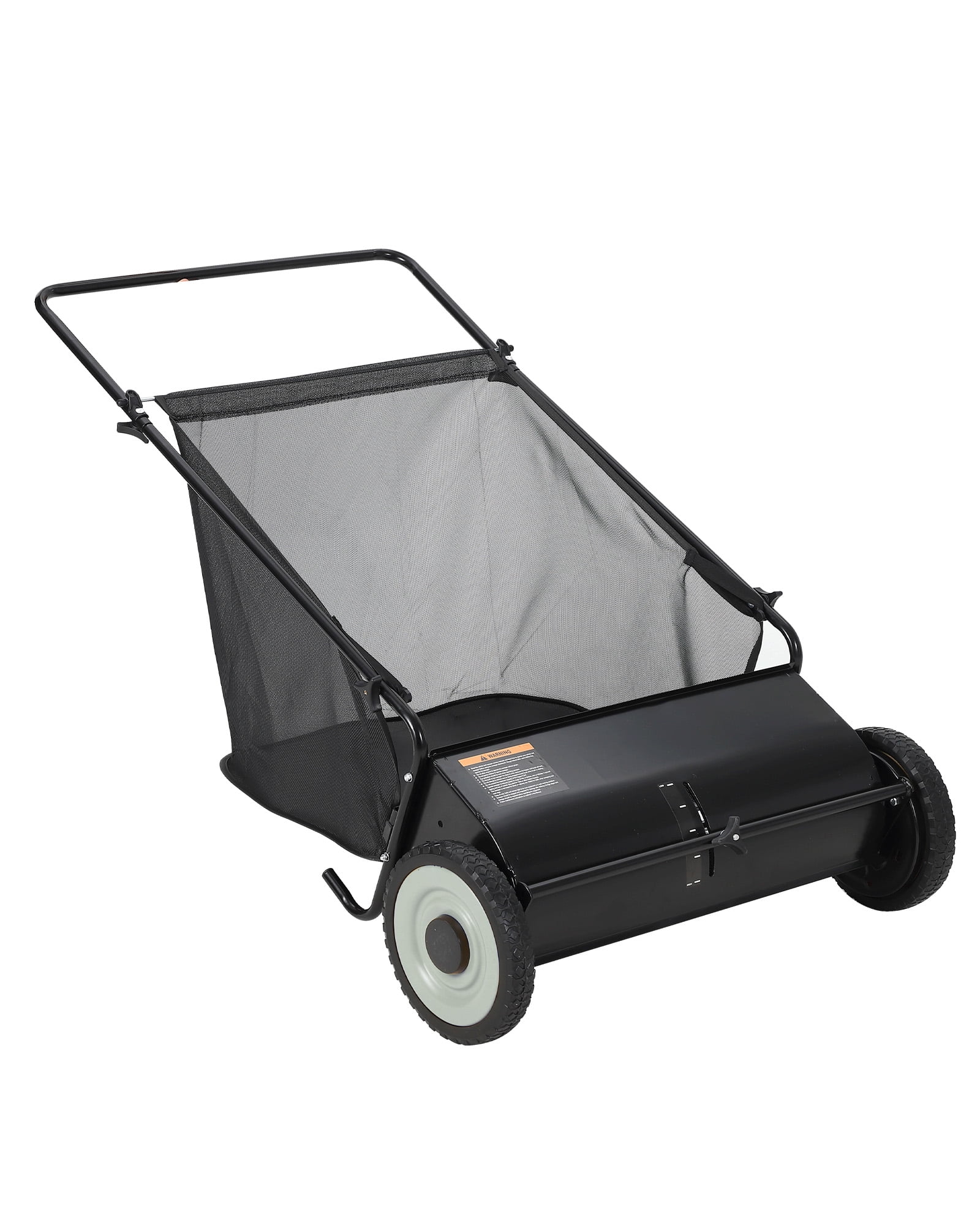 Ladcaser 26 in Push Lawn Sweeper, 7 Cu. Ft. Hopper Capacity Grass Sweeper, Manual Push Yard Sweeper with Height Adjustment & 4 Fast Spinning Brushes for Grass Clippings Leaves & Debris, Black