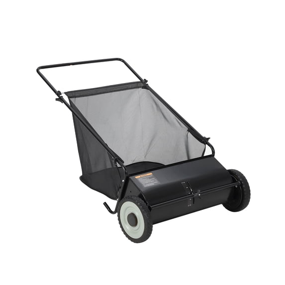 Ladcaser 26 in Push Lawn Sweeper, 7 Cu. Ft. Hopper Capacity Grass Sweeper, Manual Push Yard Sweeper with Height Adjustment & 4 Fast Spinning Brushes for Grass Clippings Leaves & Debris, Black