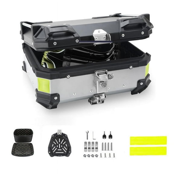 Ladcaser 28L Motorcycle Top Case Universal Waterproof Motorcycle Trunk Box with Lock and Reflective Stickers