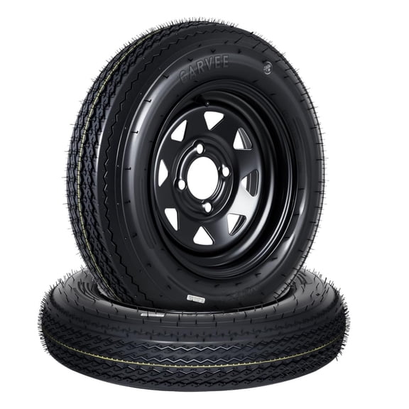 Ladcaser 2PCS 4.80-12 4.80x12 480-12 Trailer Tires w/ 12" Rims, 4 Lug on 4" Bolt 6PR Load Range C Trailer Tires Wheel Assembly for Utility Boat Camper