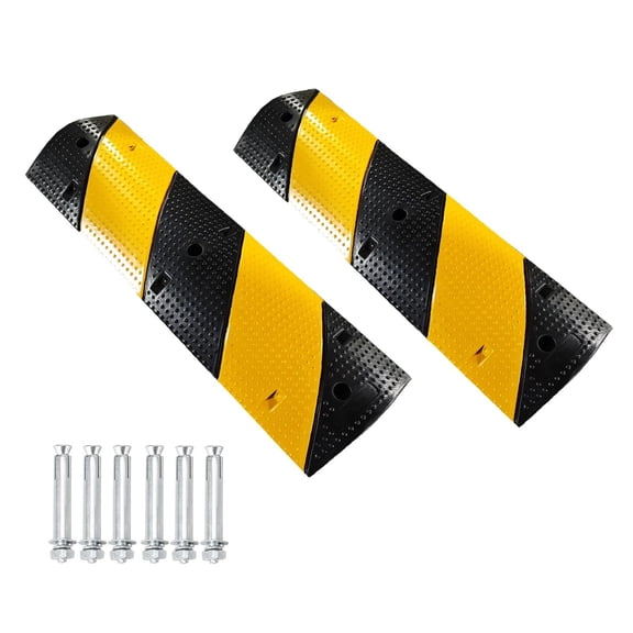 Ladcaser 3.3Ft Speed Bumps for Road, Recycled Rubber Temporary Speed Bumps for Car Parking Garage Use, Supports 25000lbs, Set of 2
