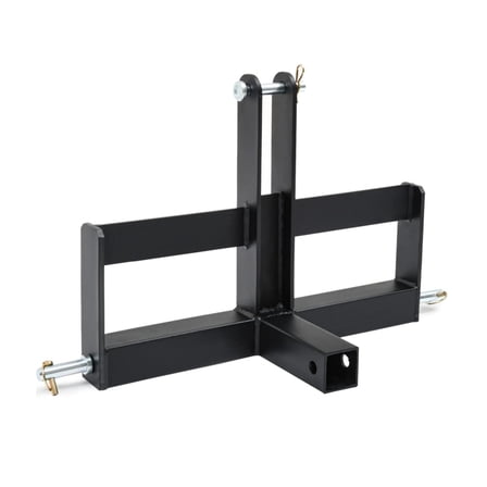 Ladcaser 3 Point 2 inch Square Trailer Hitch Receiver for Category 1 Tractors, Versatile Tractor Tow Drawbar Adapter, Black