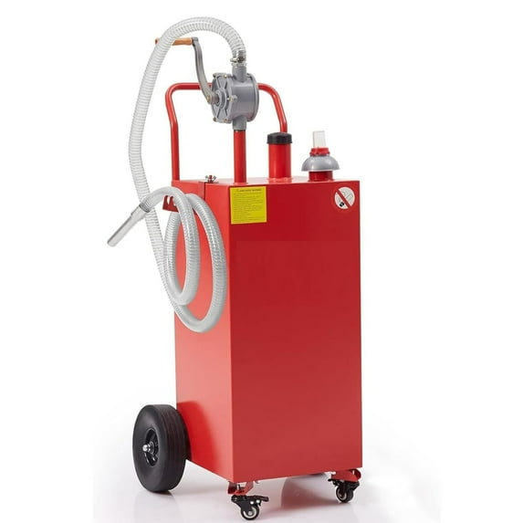 Ladcaser 30/35/40/50 Gallon Fuel Caddy with 4 Wheels & Manual Transfer Pump, Manual Fueling Nozzle & 360° Swivel Connector, Gasoline Diesel Fuel Can for Cars, Lawn Mowers, Boats