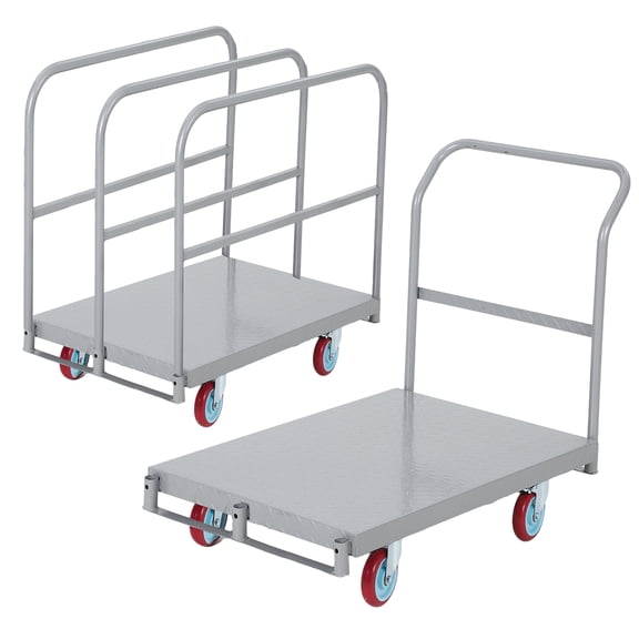 Ladcaser 36 x 24 Inch Heavy Duty Panel Cart 2500 lbs Capacity 2 in 1 Lumber Cart & Drywall Dolly Truck with Swivel Casters & 3 Side Handrails