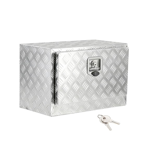 Ladcaser 36x14x16 Inch Underbody Tool Box for Pickup Truck, Aluminum Under Vehicle Lockable Storage, Waterproof Side Opening Cargo Box with Chains and Keys, Silver