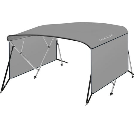 Ladcaser 4 Bow Bimini Tops for Boat Cover with 1" Aluminum Alloy Frame, Include 2 Straps, 2 Adjustable Rear Support Pole, Zippered Storage Boot, PU Coating Canvas