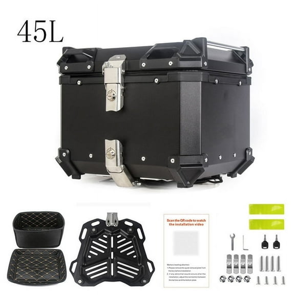 Ladcaser 45L Motorbike Rear Case Motorcycle Luggage Waterproof Tail Box Scooter Trunk Storage Top Case, Black
