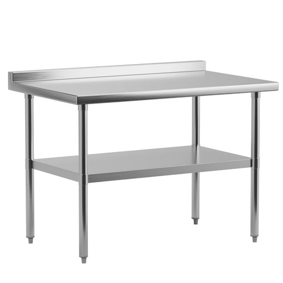 Ladcaser 48" x 24" Stainless Steel Table for Prep & Work with Undershelf & Backsplash Heavy Duty Commercial Kitchen Prep Table for Restaurant, Home and Hotel