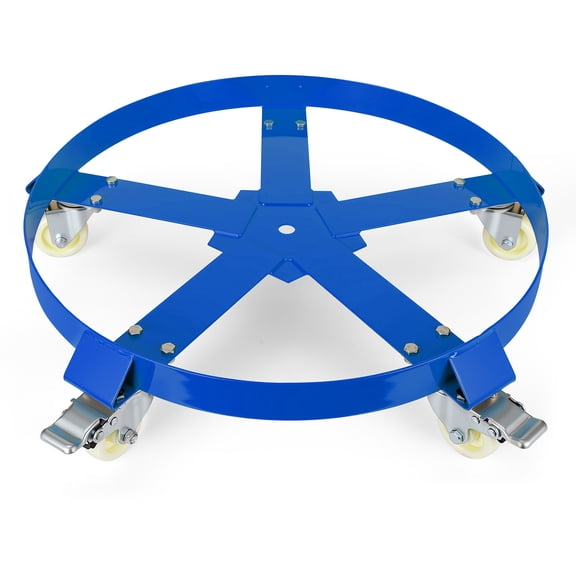 Ladcaser 55 Gallon Heavy Duty Drum Dolly, 1250 Lbs Capacity Steel Barrel Cart with Cross Braces, 5 Swivel Casters with Brake, Non-Tipping Portable Drum Handler for Garage, Warehouse, Workshop