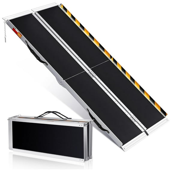 Ladcaser 5ft Wheelchair Ramp Non-Slip Aluminum Folding Wheelchair Ramp 600lbs Door Threshold Portable Wheel Chair Ramps for Home Steps, Scooter Ramp for Car, Doorways, Curbs, Stairs, Black