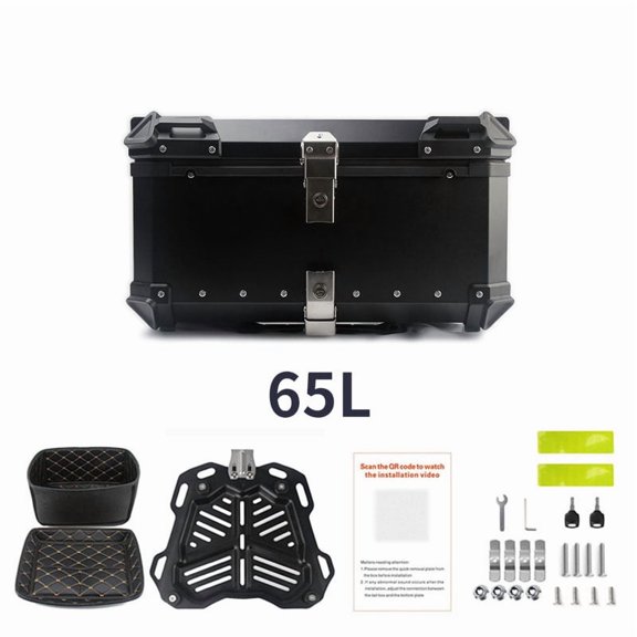 Ladcaser 65L Motorbike Rear Case Motorcycle Luggage Waterproof Tail Box Scooter Trunk Storage Top Case, Black