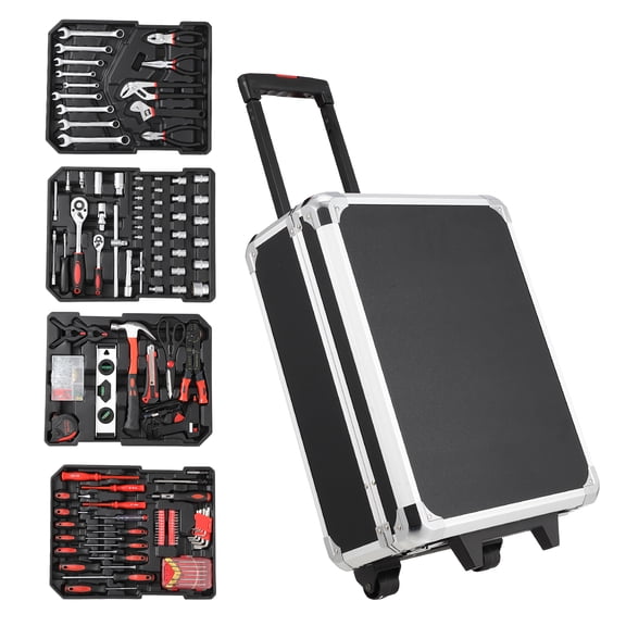 Ladcaser 800 Piece Tool Kit with Rolling Tool Box, Socket Wrench Hand Tool Set Mechanic Case Trolley Portable House Repair Kit Set