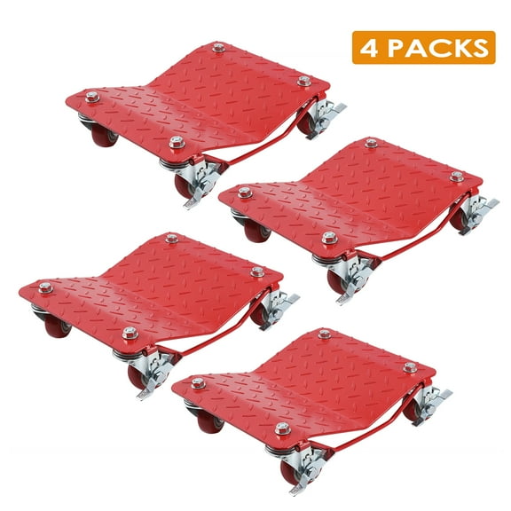 Ladcaser Car Dolly Wheel Tire Dolly Set of 4, Heavy Duty Skate Auto Repair Dolly 6000Lbs Capacity, Red
