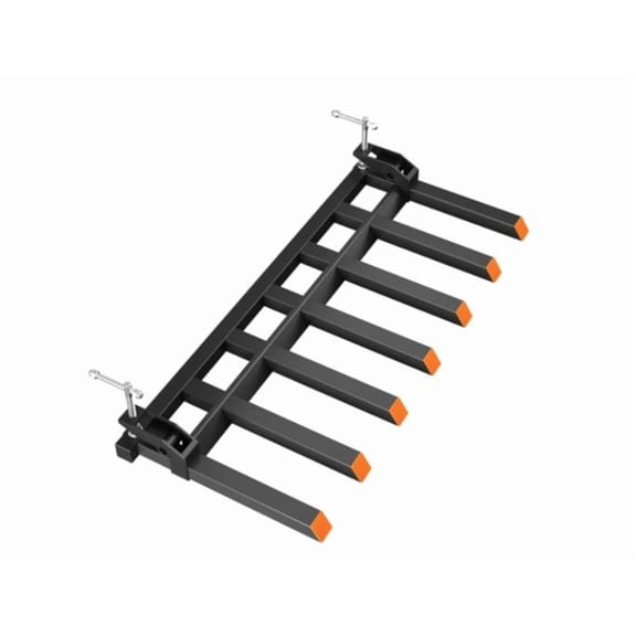 Ladcaser Clamp On Debris Forks Fits 72" Bucket, 5400 lbs Heavy-Duty 7-Tine Pallet Forks for Debris Removal, Quick Attach Clamp-On Debris Forks for Tractor Loader Skid Steer