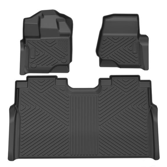 Ladcaser Floor Mats Compatible for Ford F-150/ F150 LightningSuper Crew Cab 2015-2025 (Not Fit Rear Seat with Under-Seat Fold Flat Storage) TPE All-Weather Car Floor Liners Black