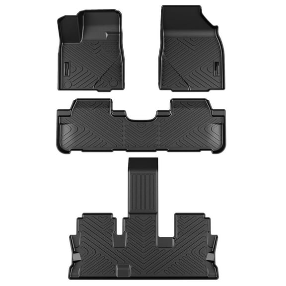 Ladcaser Floor Mats Compatible for Toyota Highlander 2014-2019 TPE All-Weather Car Floor Liners Black