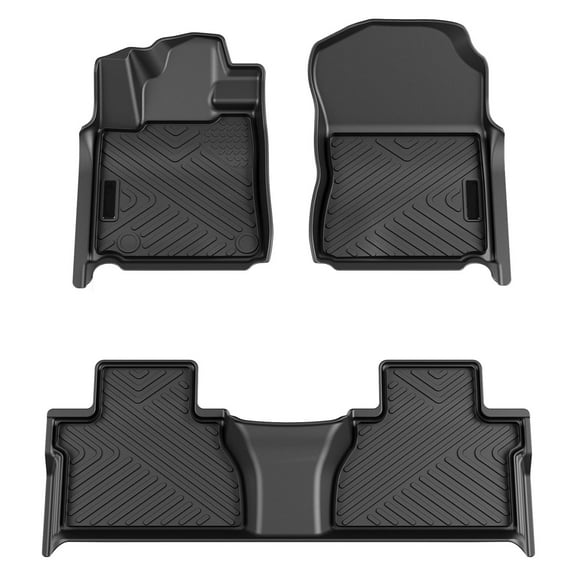 Ladcaser Floor Mats Compatible for Toyota Tundra Crew Max Cab/Double Cab 2014-2021 TPE All-Weather Car Floor Liners Black