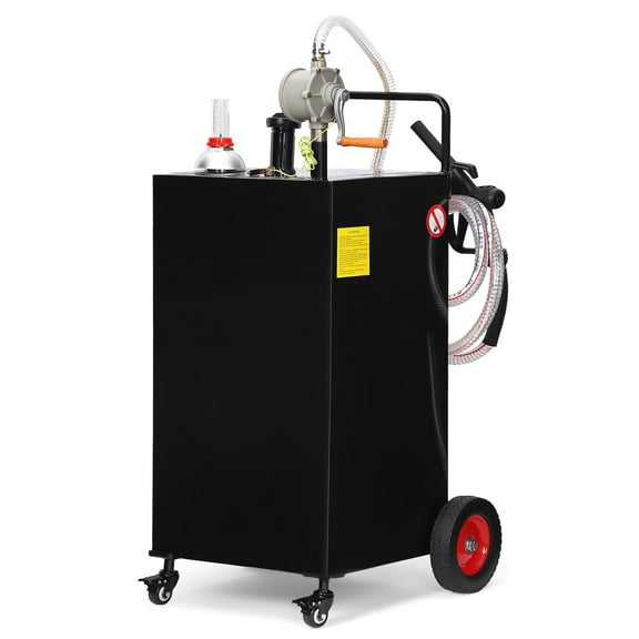 Ladcaser Fuel Caddy, 30 Gallon Gas Caddy On 4 Wheels with Manual Transfer Siphon Pump, Gasoline Diesel Fuel Container