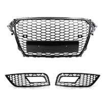 Ladcaser Honeycomb Front Grill Fog Light Grille Covers Compatible for Audi A4 B8PA 2013-2016