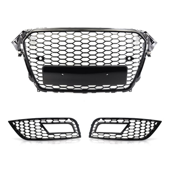 Ladcaser Honeycomb Front Grill Fog Light Grille Covers Compatible for Audi A4 B8PA 2013-2016