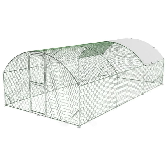 Ladcaser Large Metal Chicken Coop with Reinforced Triangle Support & Double Doors, Outdoor Walk-in Poultry Cage for Yard