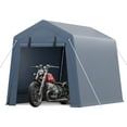 thumbnail image 1 of Ladcaser Outdoor 6'x6' Portable Storage Shelter, Heavy Duty Carport with Roll-up Ventilated Zipper Door and Windows, Gray, 1 of 8