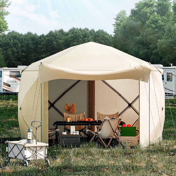 Ladcaser Pop-Up Screen Tent Gazebo 10'x10' Pentagonal Camping Tent for Patio, Backyard & Lawn