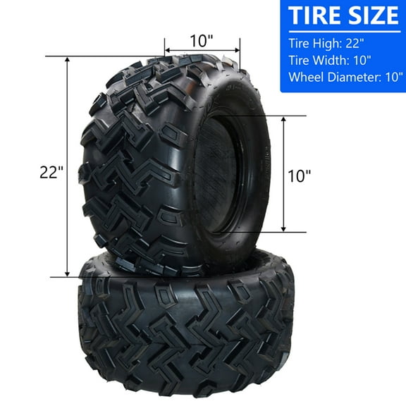 Ladcaser Set of 2 22X10-10 ATV Tires 4PR All Terrain TL QD115 Trail Sand Mud Off-Road Tires Tubeless, Black
