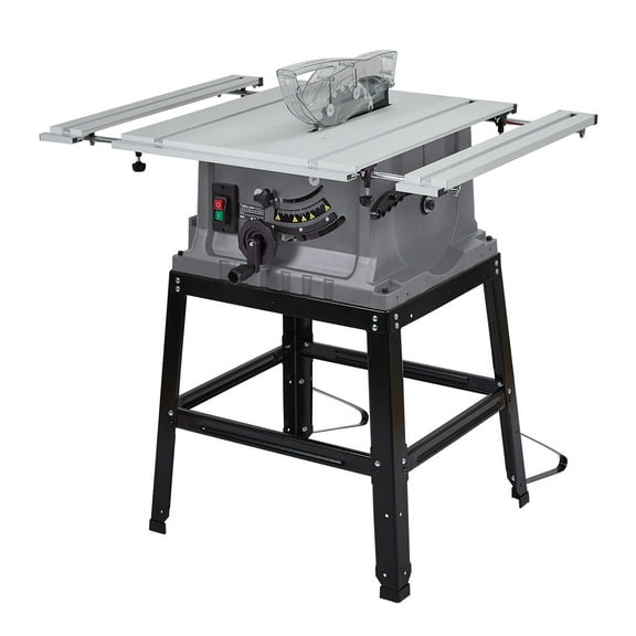 Ladcaser Table Saw 10 Inch, 5000RPM Powerful Tablesaw with Stand & Protective Cover, 90°Cross Cut & 0-45°Bevel Cut, Jobsite Table Saw Adjustable Depth, for Woodworking