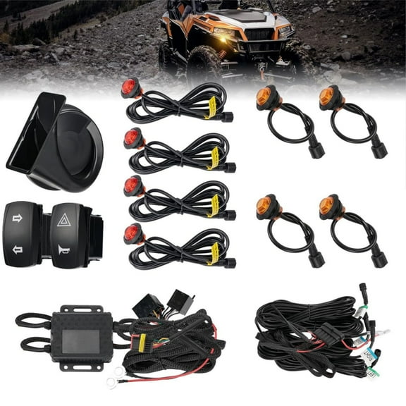 Ladcaser Universal ATV UTV Turn Signal Kit with 110D Horn, Pre-Wired, Plug and Play UTV Blinker with Rocker Switch & Light