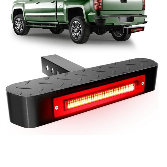 Ladcaser Universal Steel Hitch Step with 108 LED Lights, 450lbs Steel Hitch Bar Fit 2" Receiver