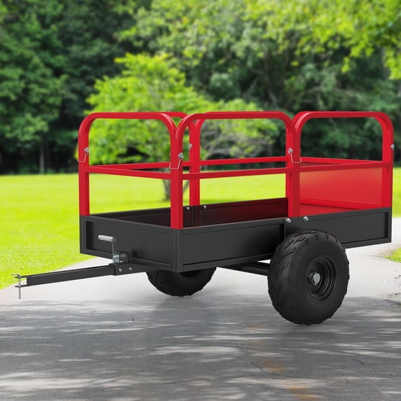 Ladcaser Utility Trailer 1700lbs Heavy Duty ATV Trailer 17 Cubic Feet Lawn Mower Trailer, Yard Garden Trailer with Removable Sides, ATV Dump Trailers Pull Behind for Lawn Mower Tractor