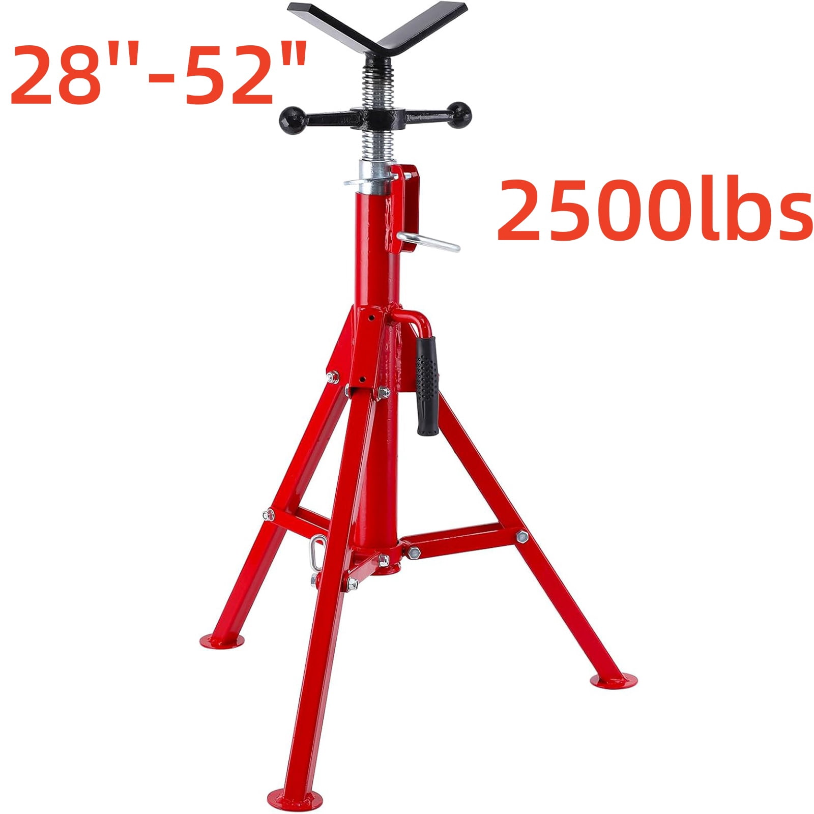 Ladcaser V Head Pipe Jack Stand, 1/8"-12" Capacity, Adjustable Height 28''-52", 2500 LB, Heavy Duty Carbon Steel Body, Folding Portable Pipe, Steel Jack Stands