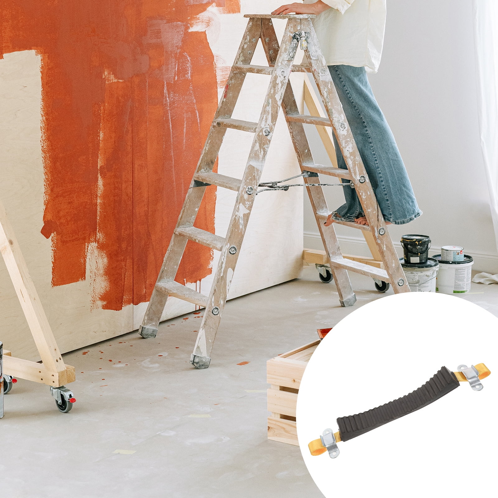 Ladder Attachment Pad with Telescopic Stabilizer Cover and Safety Belt ...