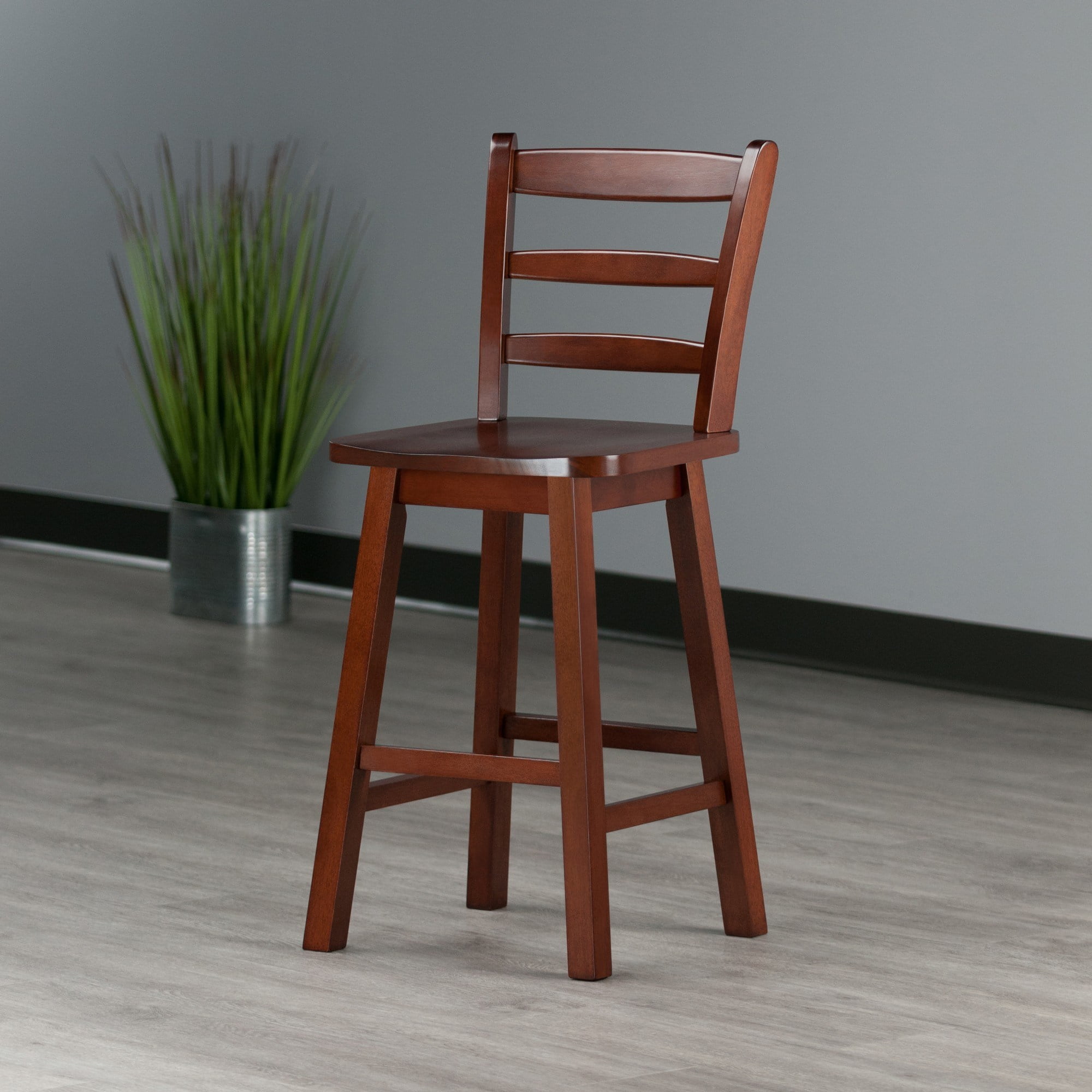 Scalera 24" Walnut Wood Swivel Counter Stool