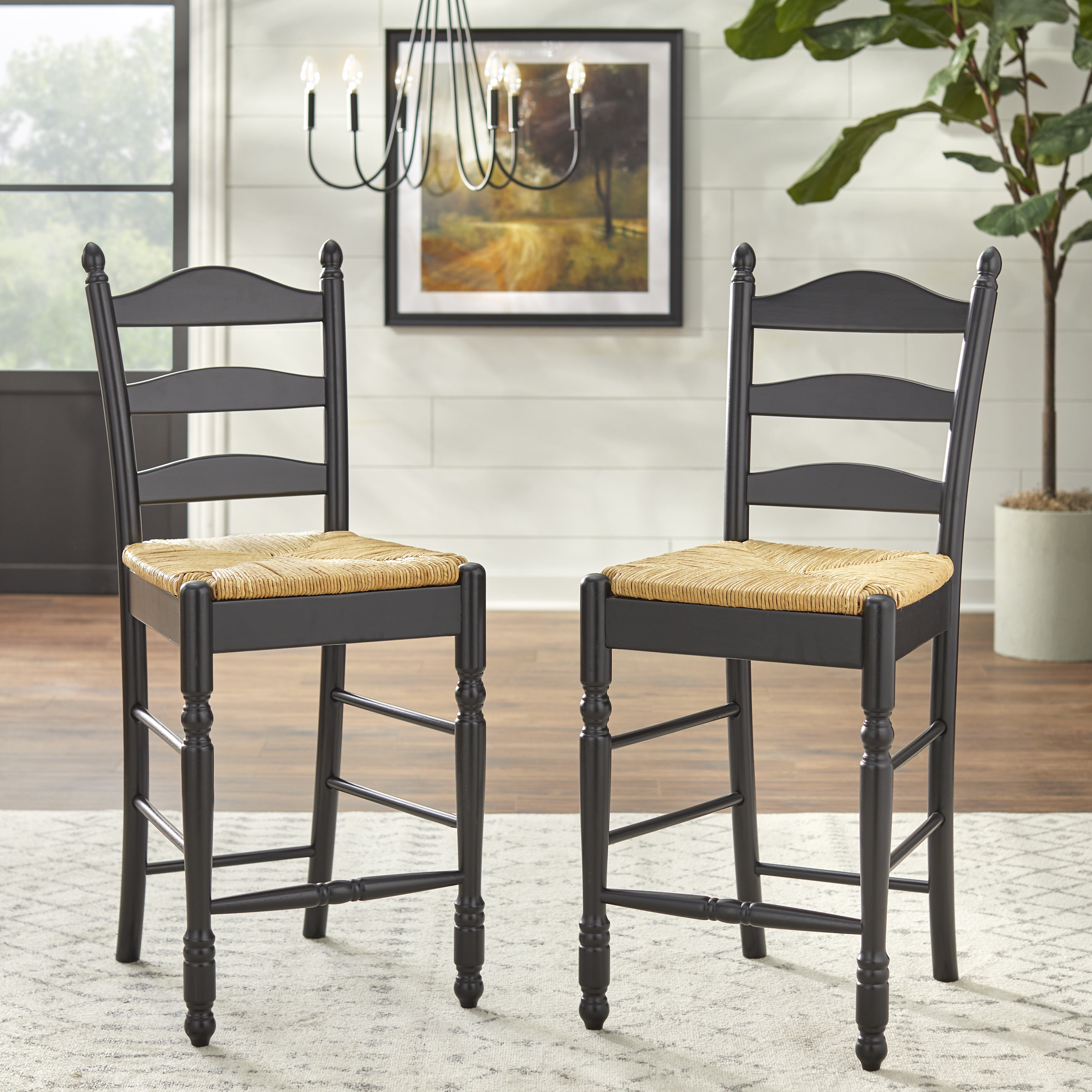 Rush seat bar sale stools with backs