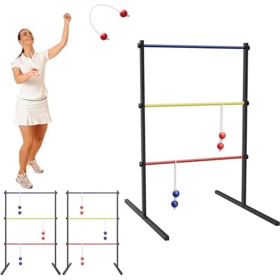 Ladder Ball Set Ladder Toss Outdoor Game Set with 6 Soft Rubber Bolo Balls Lawn Backyard Games for Adult & Family, Outdoor, Yard,Camping, Beach, Lawn$$Sport & Recreation Other